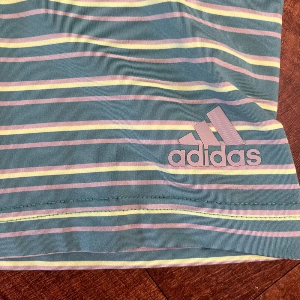Adidas men polo shirt XL extra large SS short sleeve green yellow gray shirt